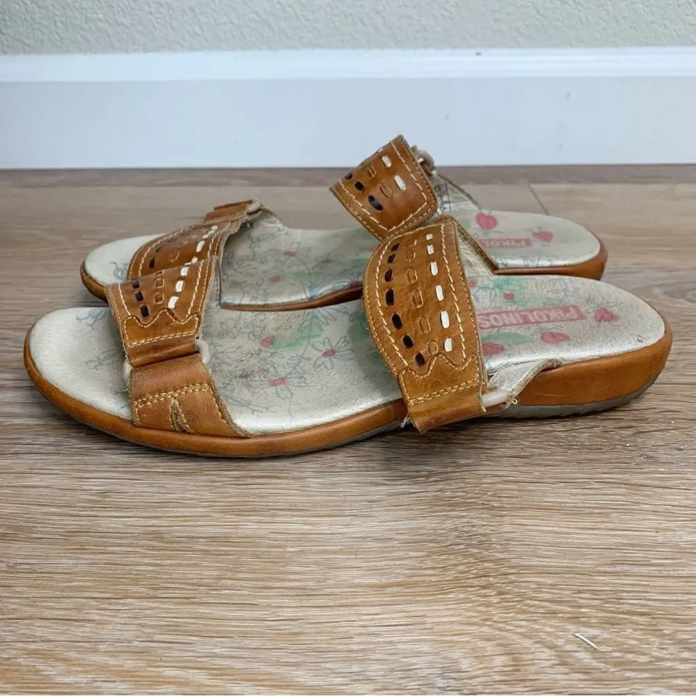 Pikolinos Women’s Brandy Slip On Slides Brown Leather, Size 7.5-8